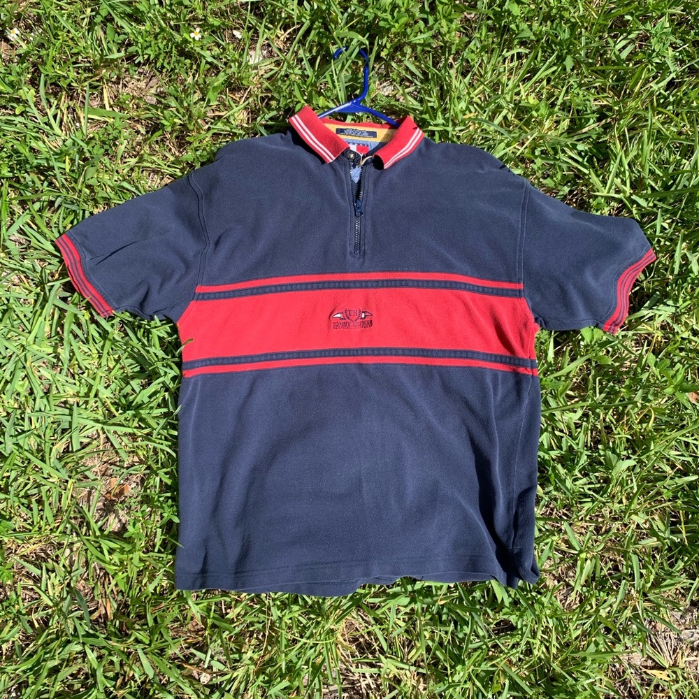 Vintage Tommy Hilfiger short sleeve zip Polo Shirt